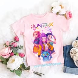 2026 Children's K-pop Demon Hunters T-shirt, a clothing item featuring anime cartoon patterns, a girls' casual top, gift options