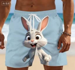 Summer Men's Funny Animal Duck 3D Printed Beach Shorts for Outdoor Sports - Quick-Relaxing Elastic Waist Sports Shorts