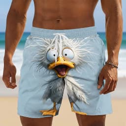 Summer Men's Funny Animal Duck 3D Printed Beach Shorts for Outdoor Sports - Quick-Relaxing Elastic Waist Sports Shorts