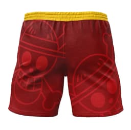 One Piece Luffy Straw Hat Pirates Shorts, Red Yellow Casual Anime Skull Logo Quick-Dry Athletic Bottoms Man's summer beach pants