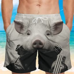 Funny Pig Graphic Beach Shorts For Men 3d Printing Animal Swimming Trunks Cool Summer Hawaiian Loose Quick Dry Board Shorts