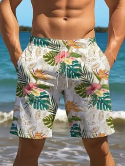 Summer Men's Beach Vacation Hawaiian Style 3D Printed Shorts Street Fashion Y2K Shorts Breathable Loose Fit Fitness Swim Trunks