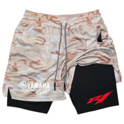 Summer Yamaha Logo Men's Running Shorts 2-in-1 Double-Layer Gym Sportswear Comfortable Breathable Men's Sportswear
