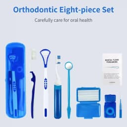 8Pcs Orthodontic Dental Care Brush Kit Teeth Cleaning Braces Toothbrush with Interdental Brush Floss Thread Ortho Wax Travel Kit