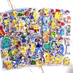 12pcs Cartoon Pokemon Pikachu Sticker Kawaii Cute Anime Waterproof Dimensional 3D Stikers Puffy Bulk Book Stickers Toy Gift