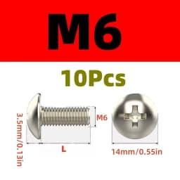 10Pcs 304 Stainless Steel Phillips Big Truss Head Screws M4 M5 M6 Mushroom Flat Head for Motorcycle/Scooter/ATV Plastic Covers