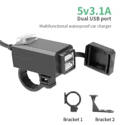 Motorcycle USB Charger QC3.0 Handlebar Fast Charging Waterproof 12V Socket Adapter With With ON/Off Switch For Phone Navigation