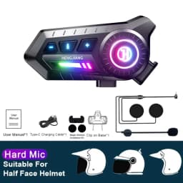 Motorcycle Bluetooth 6.0 Helmet Headset 1000mAh Moto Earphone Motorbike Hands Free Wireless Headphone with Ambient light