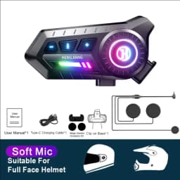 Motorcycle Bluetooth 6.0 Helmet Headset 1000mAh Moto Earphone Motorbike Hands Free Wireless Headphone with Ambient light