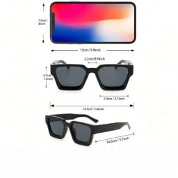 1PC Unisex Plastic Fashion Square Frame Sunglasses For Street Photography And Beach Trips Driving Accessories