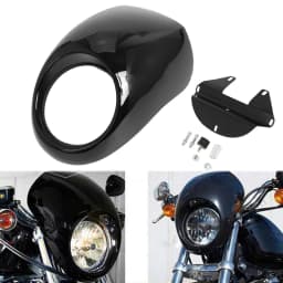 Motorcycle Black Headlight Grill Fairing Cover ABS Plastic Windshield For Harley 883 1200 Front Fork Mount Dyna Sportster XLCH