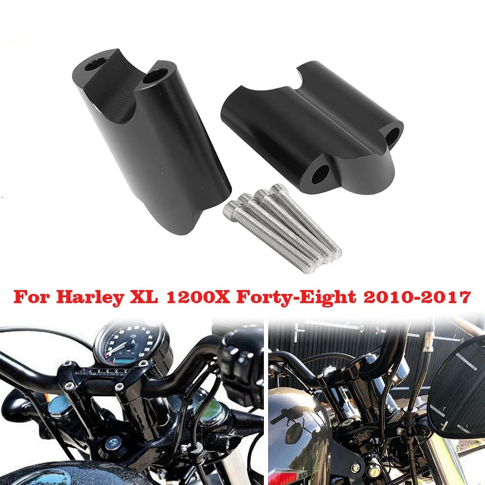 2" Rise CNC Aluminum 1" Handlebar Riser 50mm Handlebar Mount Extension Block for Harley Sportster XL1200 XL48 48 2010-UP