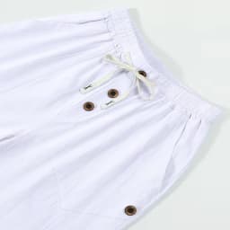 Men's Linen Drawstring Pants Casual Button Detail Elastic Waist Breathable Beach Vacation Daily Wear Straight Leg Trousers for M
