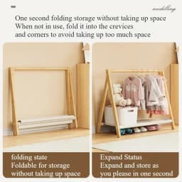 Folding Clothes Hanger Bathroom Solid Wood Floor Standing Towel Rack Indoor Multiscenario Simplicity Moistureproof Coat Shelf