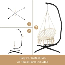 330 Lbs Heavy Duty Metal Hanging Chair Hammock C-Stand Outdoor Patio Balcony Swing Stand Base for Chair,Porch Swing, 360°