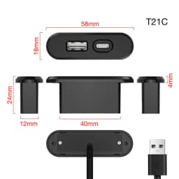 Table Recessed Sockets 1 USB-A and 1 Type-C Built in Desktop Hidden Power Outlet with 1.2M Extension Cord For Office Bedroom
