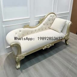 HYS solid wood carving flower living room princess chair French bedroom bedside couch leisure fabric recliner sofa