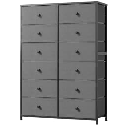 EnHomee Dresser With 12 Drawers, Tall Dressers For Bedroom With Wood Top Metal Frame, Chest Of Drawers For Living Room, Closets,
