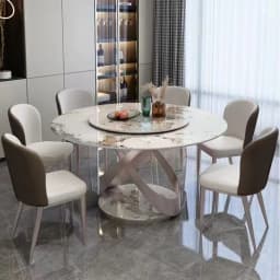 Italian light luxury rock slab dining table and chair combination Tables round table modern simple household rock slab dining ta