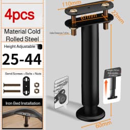 Home 4pcs Adjustable Height Furniture Support Legs, Black Telescopic Table Legs, Used for Tables, Bed Frames, TV Cabinets, Sofas