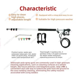 High pressure cleaner telescopic rod water gun 5 adjustable telescopic water gun 24FT telescopic water gun 5000