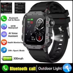 2026 New Military Smart Watch Men IP67 3ATM Outdoor Sports Fitness Tracker Blood Pressure Health Monitor BT Calls GPS Smartwatch