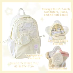 Cream Style Backpack for Students with High Appearance Simple and Cute Design Large Capacity Backpack Lightweight and Painful Ba