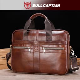 BULLCAPTAIN Men Briefcase Bag High Quality Business Leather Shoulder Messenger Bags Office Handbag 14 inch Laptop Bag