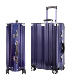 Top Quality Aluminum-Magnesium Alloy Vintage Suitcase, 20/24/26/29 Inch Lightweight Travel Trolley Luggage With Leather Handle