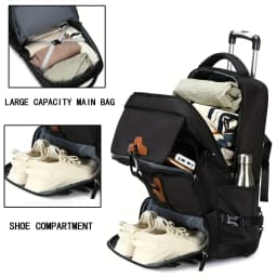 Rolling Backpack Large Capacity Travel Backpack with Wheels Carry On Luggage Backpack for Men Outdoor Trolley Travel Backpack