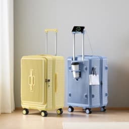 Smart Side-Open Suitcase Expandable Retractable Cup Holder Hook Durable ABS+PC Luggage 20/24/26/28' TSA Lock Travel Trolley