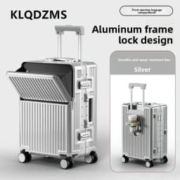 KLQDZMS Multifunctional Suitcase Front Opening Boarding Case Laptop Trolley Case 20"24"26 Inch Charging Cabin Luggage