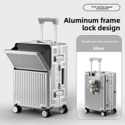KLQDZMS Multifunctional Suitcase Front Opening Boarding Case Laptop Trolley Case 20"24"26 Inch Charging Cabin Luggage