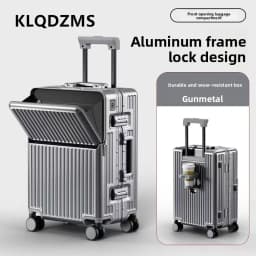 KLQDZMS Multifunctional Suitcase Front Opening Boarding Case Laptop Trolley Case 20"24"26 Inch Charging Cabin Luggage