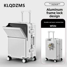 KLQDZMS Multifunctional Suitcase Front Opening Boarding Case Laptop Trolley Case 20"24"26 Inch Charging Cabin Luggage