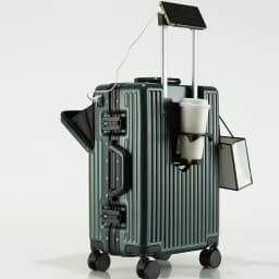 KLQDZMS Multifunctional Suitcase Front Opening Boarding Case Laptop Trolley Case 20"24"26 Inch Charging Cabin Luggage