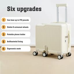 18' Hand Carry Luggage Portable Boarding Bagage 6 Wheels ZIPPER Lock Luggage Can Sit Down Kids Luggage
