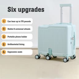 18' Hand Carry Luggage Portable Boarding Bagage 6 Wheels ZIPPER Lock Luggage Can Sit Down Kids Luggage