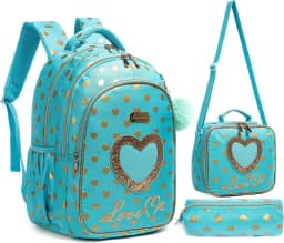 Meetbelify School Backpacks for Elementary Primary Girls with Lunch Bag and Pencil Case