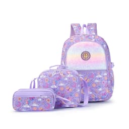 3pcs/set Rainbow Unicorn Backpack Multi Pocket Large Capacity School Daypack For Girls Teens