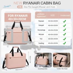 Kono Ryanair & Wizz Air Cabin Bags 40X30X20 Cm, 24L Carry on Luggage, Lightweight Weekender Travel Bags for Men and Women