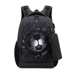 Boys Black Football Backpacks Hard Shell Orthopedic Middle School Student Book Bags USB Charge Multifunctional Bagpack