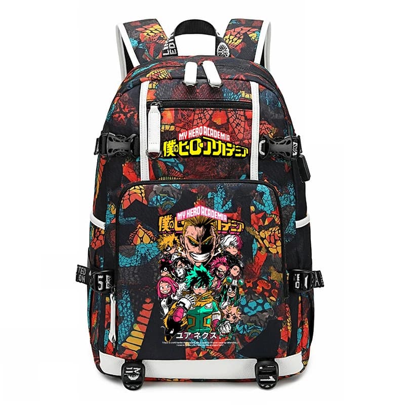 My Hero Academia Anime Print School Backpack Large Capacity Unisex Bookbag for Boys Girls Travel Casual Daypack