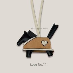 Rodeo Rodeo Coeur Handmade Leather Horse Bag Charm, Genuine Sheepskin & Suede Leather Bag Accessory, Heart Design Bag Pendant