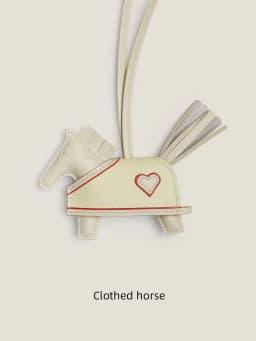 Rodeo Rodeo Coeur Handmade Leather Horse Bag Charm, Genuine Sheepskin & Suede Leather Bag Accessory, Heart Design Bag Pendant