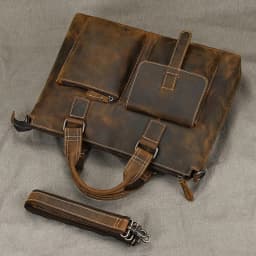 Fashion Crazy Horse Leather Briefcase Bag Men Laptop Bags Men OfficeTote Bag Cow Leather Handbag A4 Portfolio Men's Hand Bags