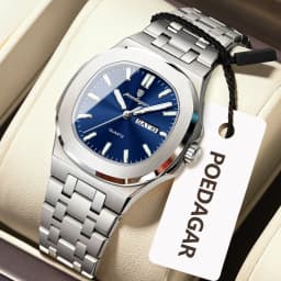 POEDAGAR Square Woman Watch Date Week Waterproof Luminous Ladies Watch Stainless Steel Quartz Fashion Women's Watches Reloj Gift