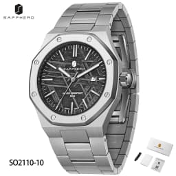 SAPPHERO Men's Watch, Stainless Steel Strap, Water-Resistant Design, Automatic Calendar, Festive Gifts, Exquisite Gift Box Clock