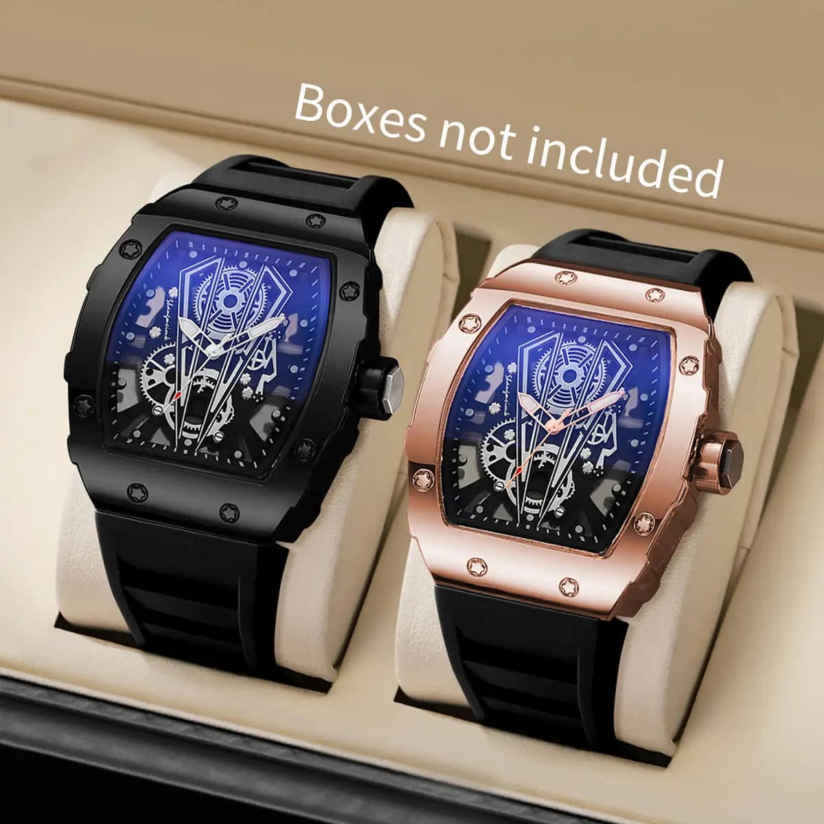 1/2PCS Luxury Large Dial Men Quartz Watches Silicone Band Men's Sports Watch Casual Wristwatch Reloj Hombre(Without Box)