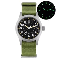 Militado ML05 38mm Military Watch Miyota 2035 Movement Domed Sapphire Crystal C3 Green Luminous 10Bar Waterproof Vintage Watches